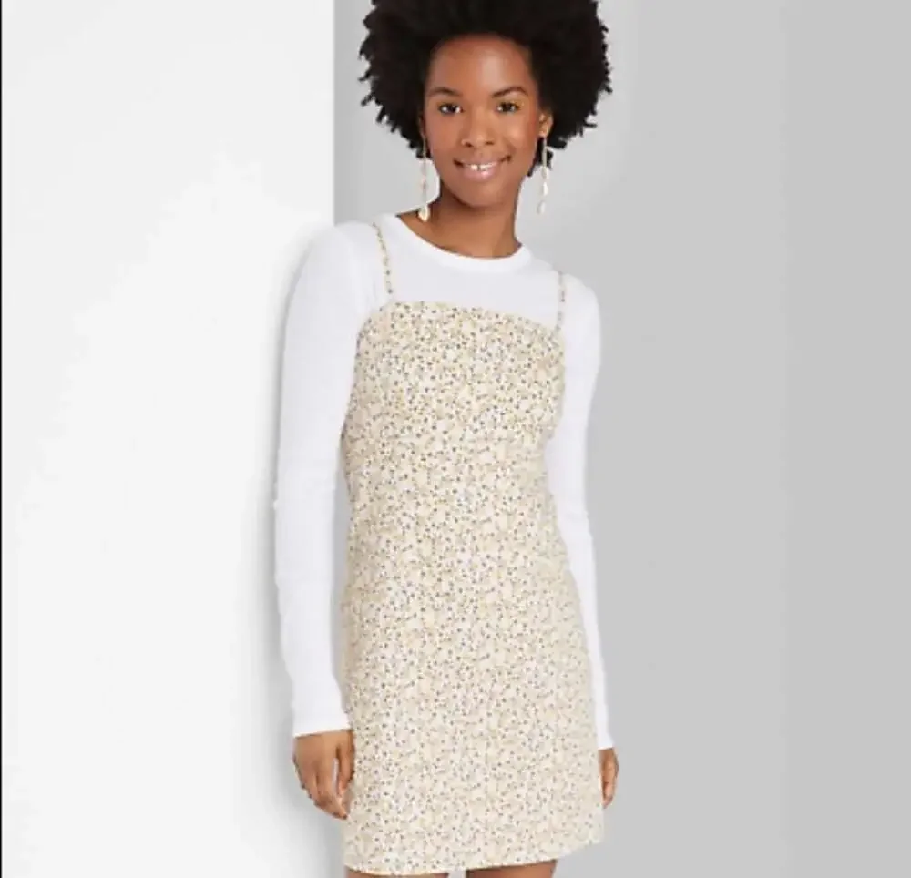 Wild Fable Yellow White Floral Mini Shift Dress A-Line - Picture 2 of 6